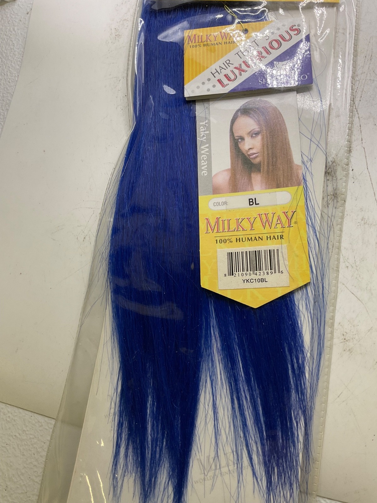 Shake-N-Go Milky Way 100% Human Hair Yaky Weave Length: 10″ Color: Blue