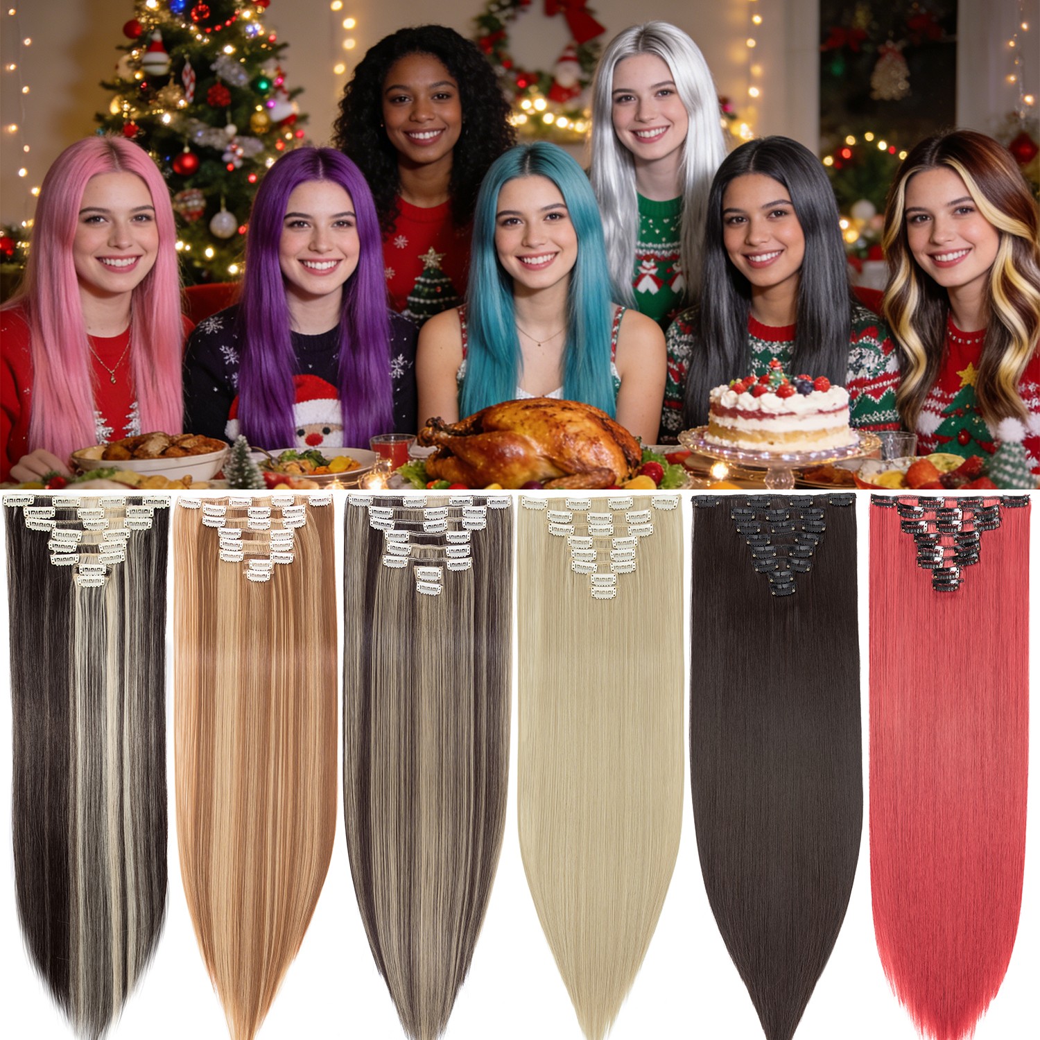 8PCS 18CLIPS THICK 100% Real Natural Clip in AS Human Hair Extensions Full Head