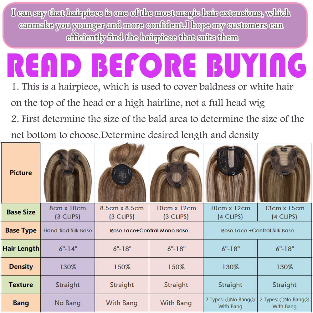 Clip In 100% Remy Human Hair Women’s Toupee Silk Top Hairpiece Topper 10CM*12CM