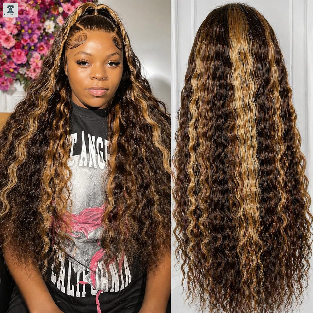 Alsziqihr Highlight Lace Front Wig Human Hair Ombre 4/27 Water Wave 13X4 Hd
