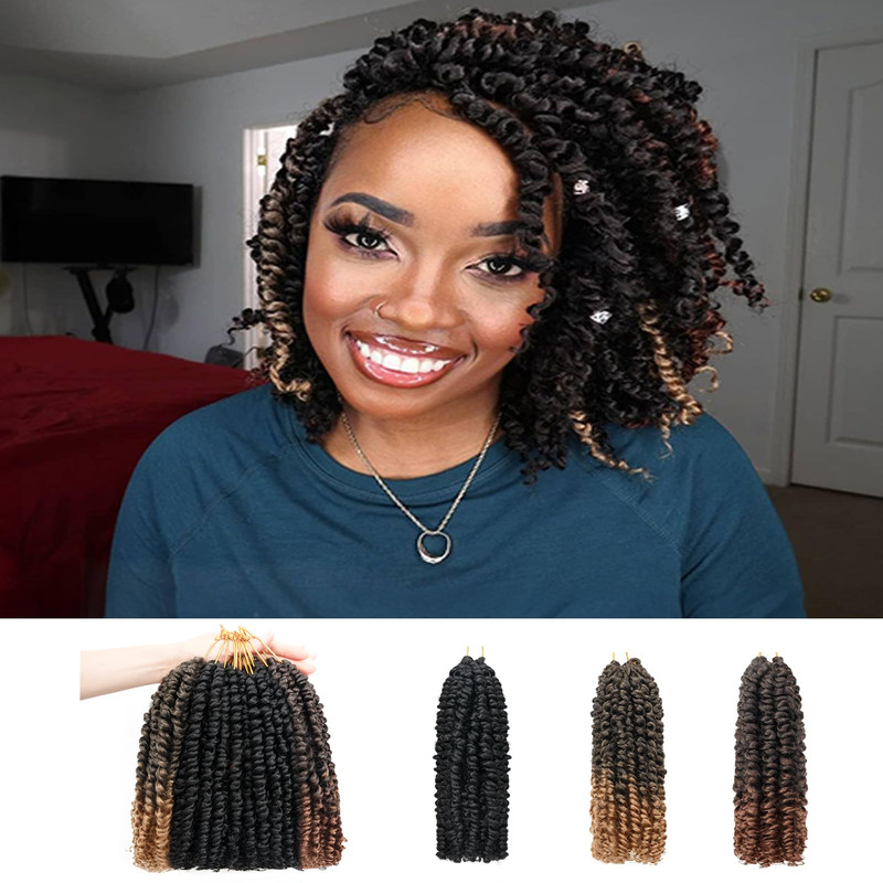 Hahoness 10 Inches 9 Packs Passion Twist Crochet Hair-Mixed Color Combo
