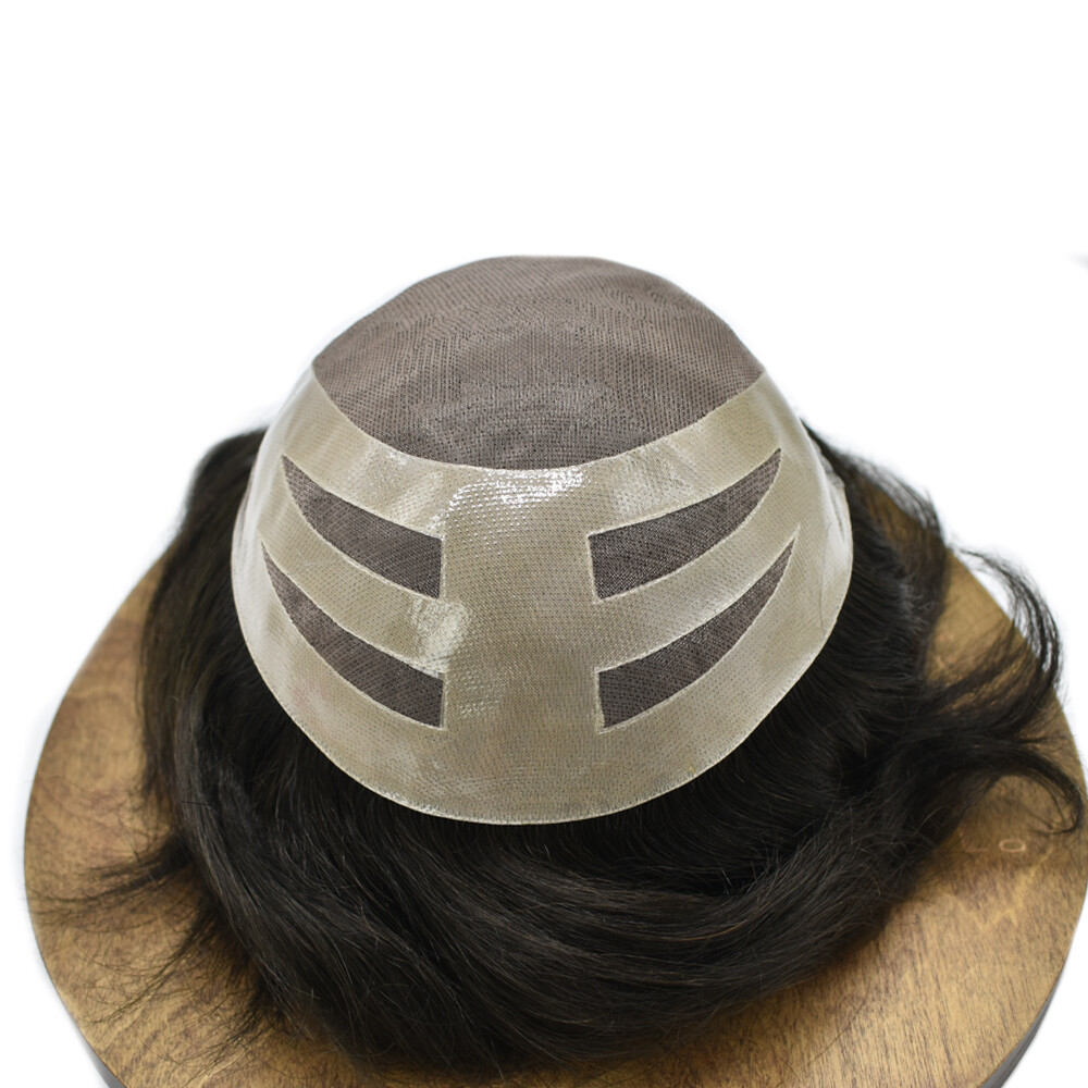 Toupee for Men Hairpiece Fine Mono Hair System Replacement Poly Skin Mens Wigs