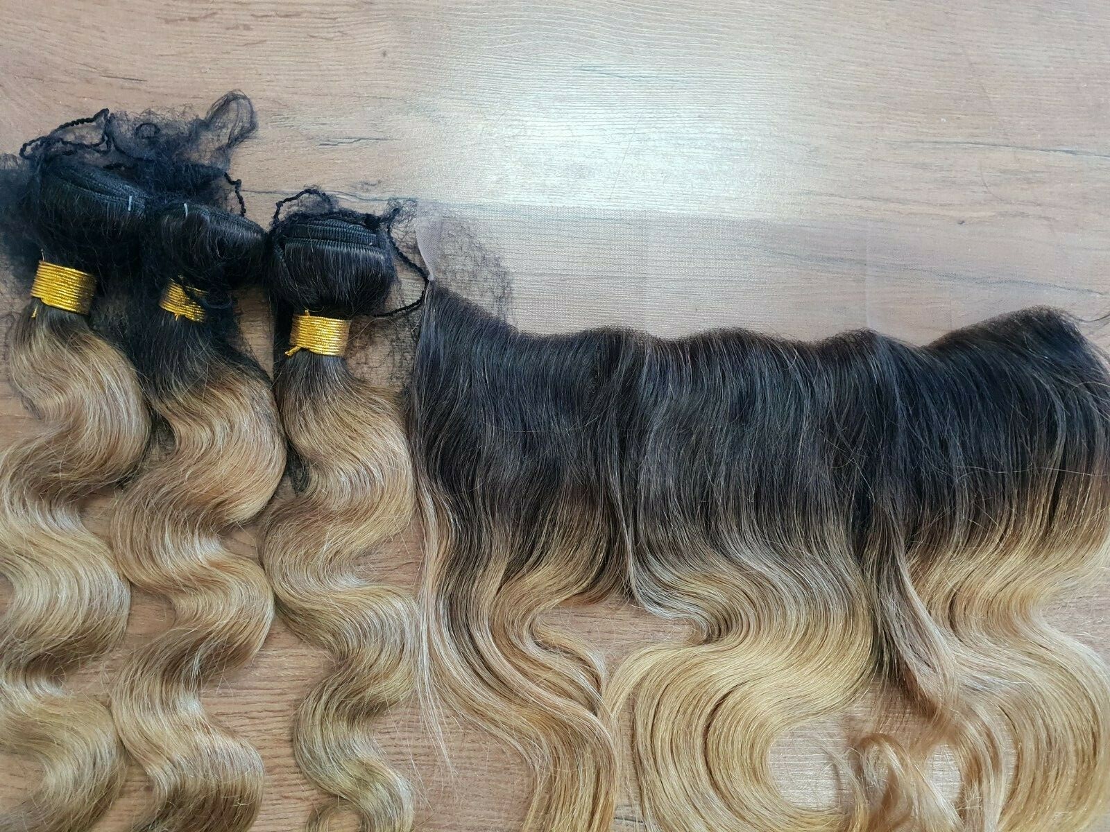 12A 1b/ 27# ROOT OMBRE BRAZILIAN VIRGIN HUMAN HAIR BODY WAVE 16+18+20&14 FRONTAL
