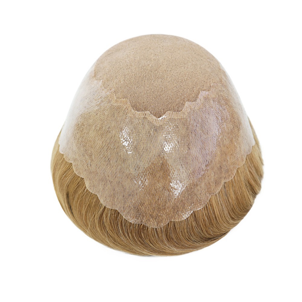 Toupee For Men Human Hair Replecement System Mono Poly with Gauze Hairpiece 30mm