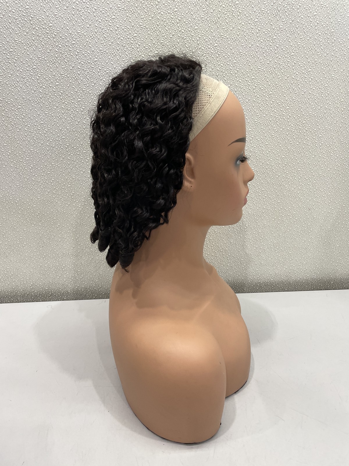 VIP Beauty Burmese Curly Human Hair Beginner Friendly Half Wig, Natural Black