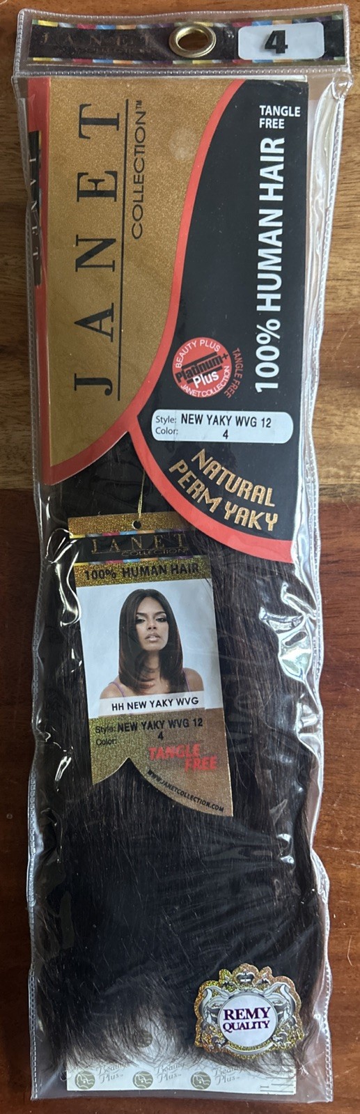 100% Human Hair Ext. Janet Natural Perm Yaky. 12”inch. Color#4. 1pack For $30