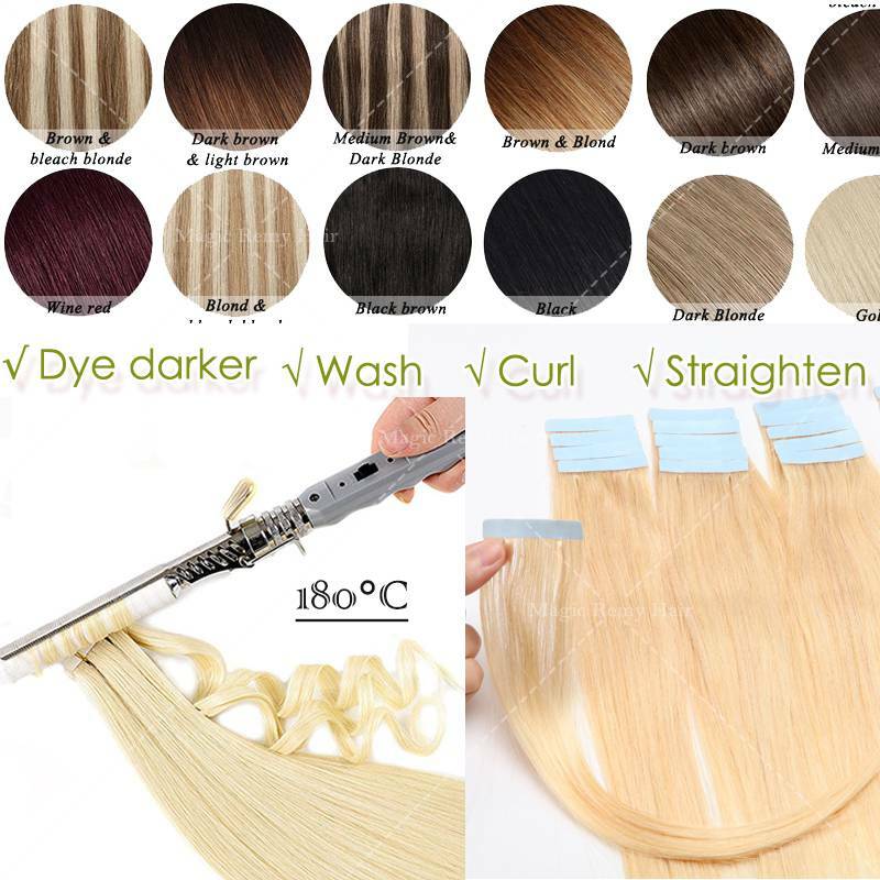 Straight Wavy Real 100 Human Hair Tape in Remy Seamless Skin Weft Hair Extension