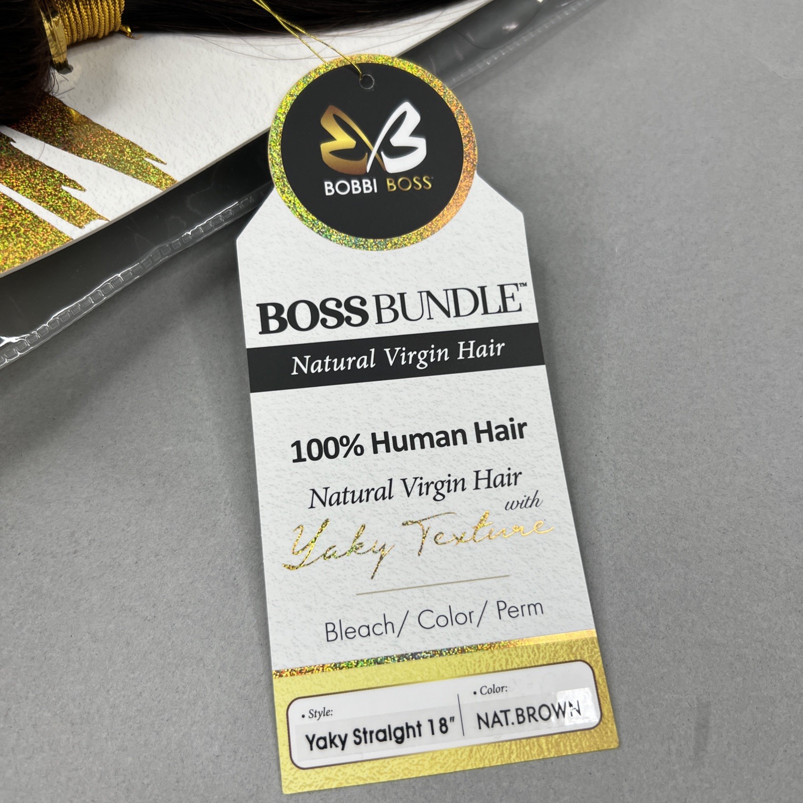 18” Natural Brown Boss Bundles Yaki Straight 100% Human Hair Track Extensions