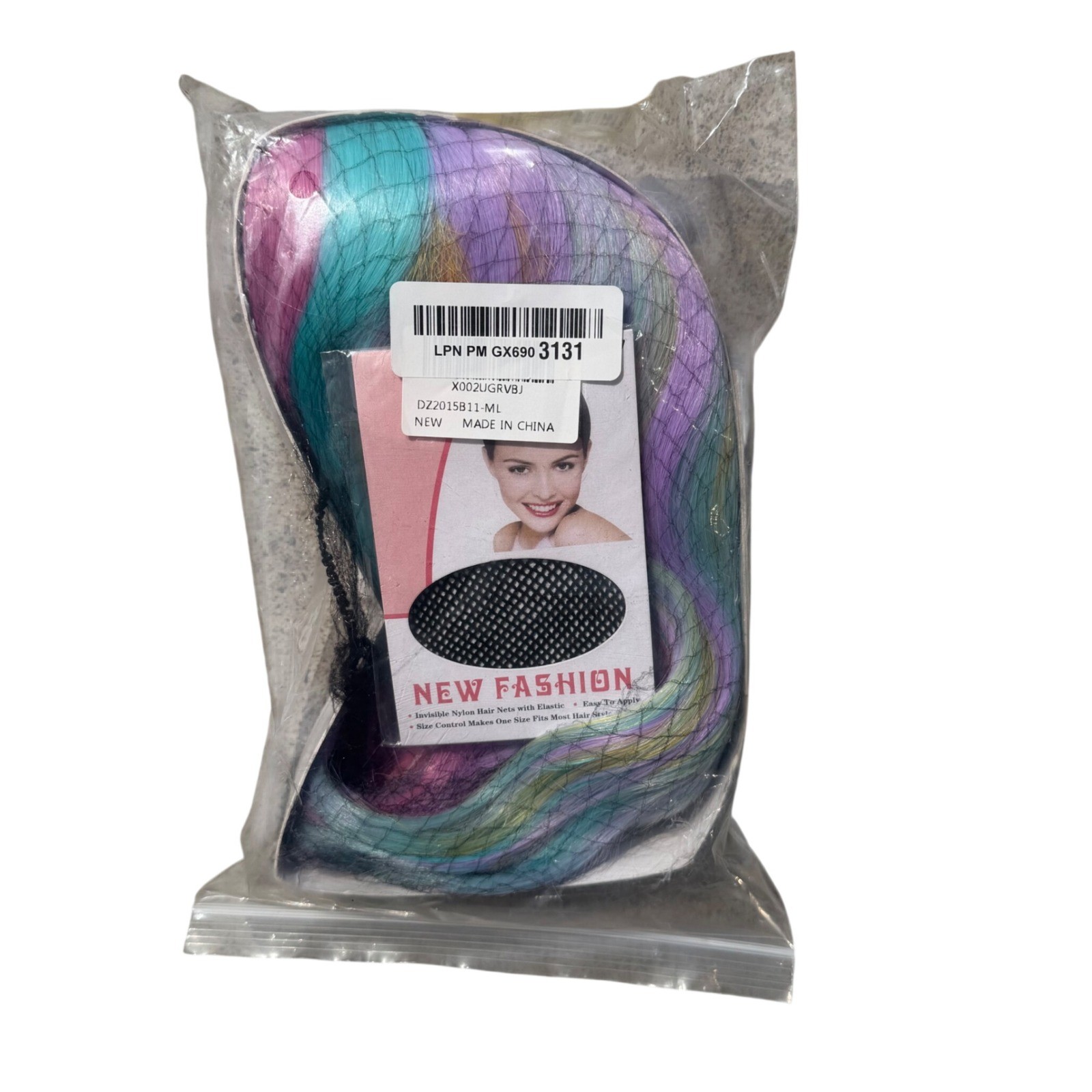 NWT Rainbow Pastel Wavy Synthetic Wig Pink Blue Yellow Shoulder Length Cosplay