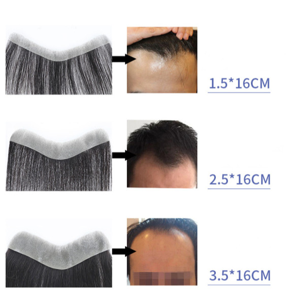 Front Men Toupee 100% Human Hair Piece Man Front Toupee Natural Hairline