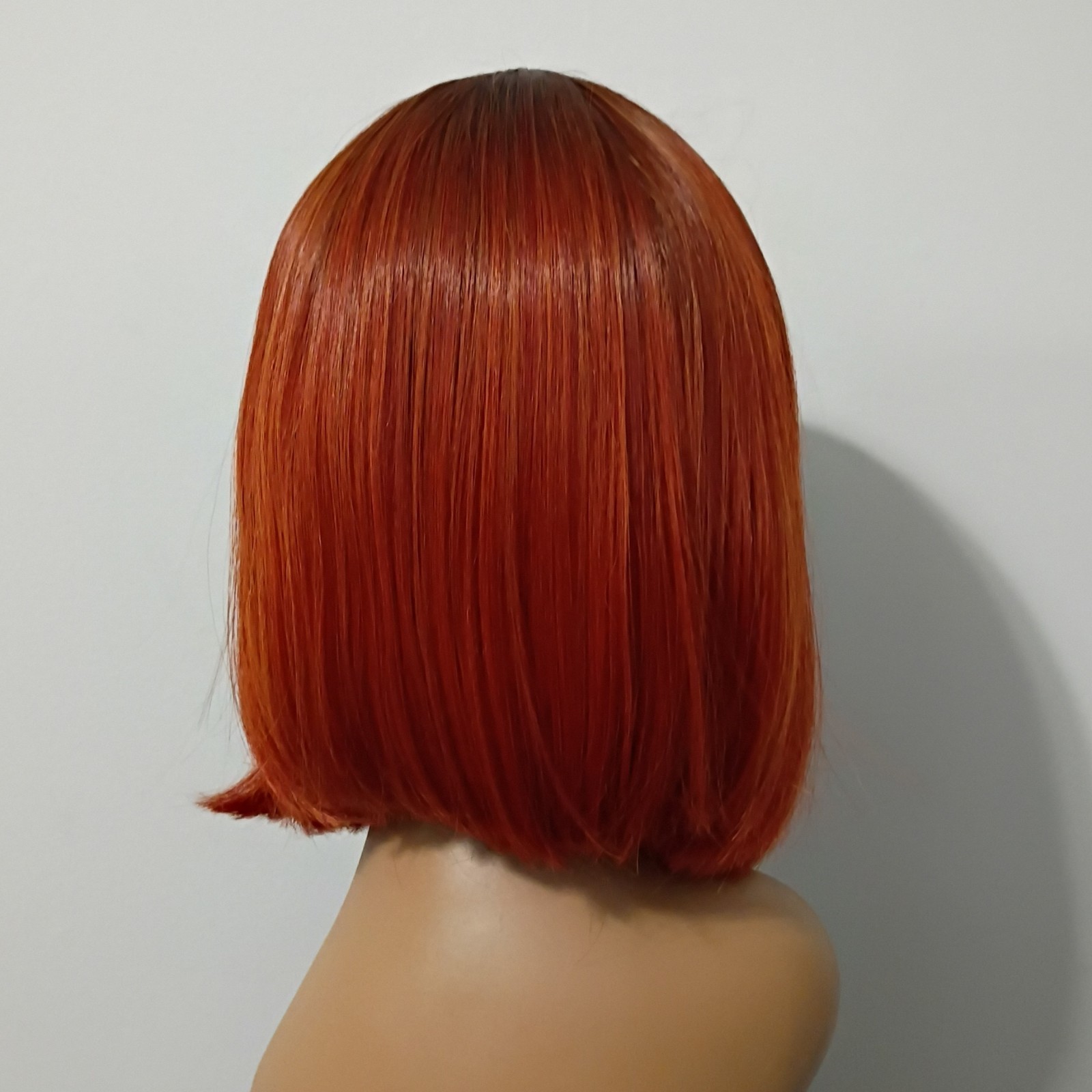 Copper Red Straight Bob Wig w/ Bangs Free-Part 8 in Women’s Natural Style
