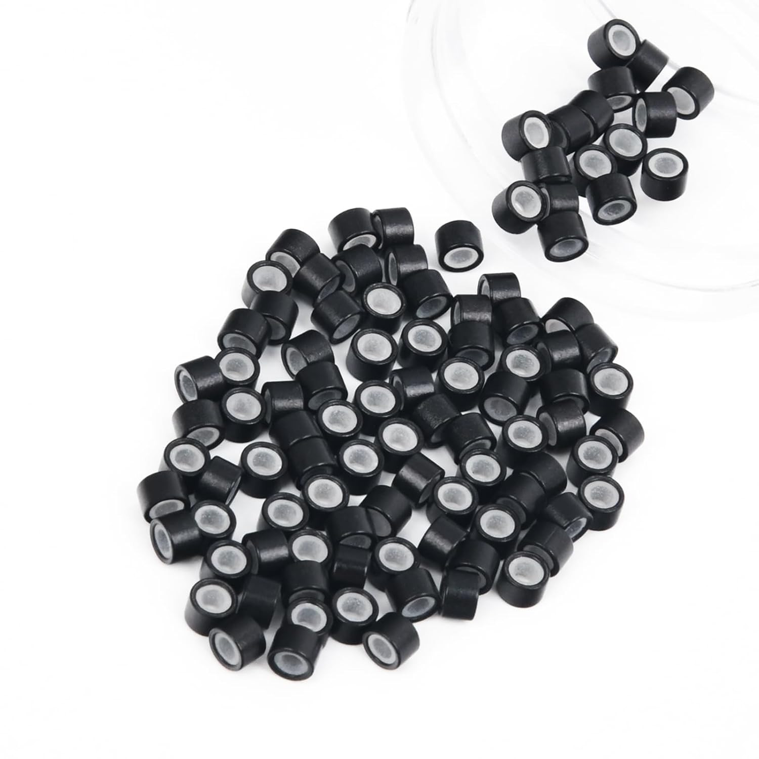 100Pcs 5Mm Silicone Lined Micro Ring Beads for Hair Extensions 5Colors Apply (10