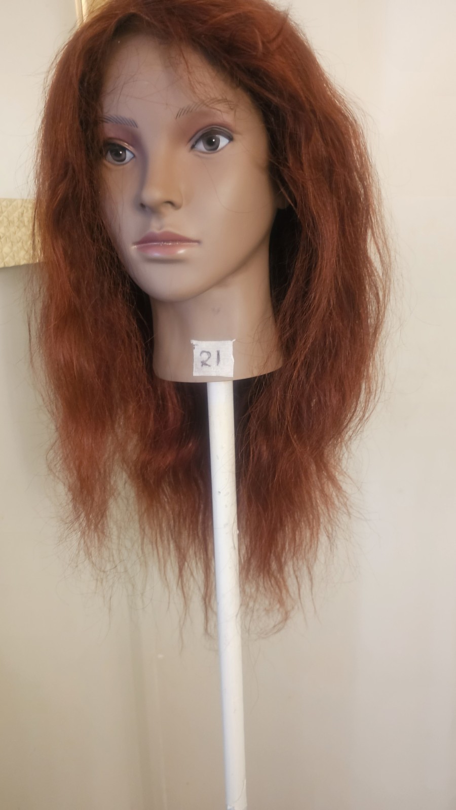 High-Quality Regular Top 24″ Copper Red Wavy 150% Virgin Human Hair Lace Wig
