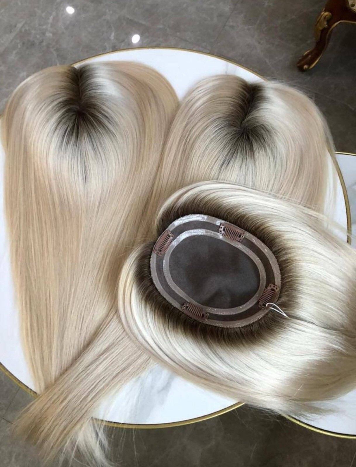Wig (Half-system with silk insert). 100% natural hair. Model N1911