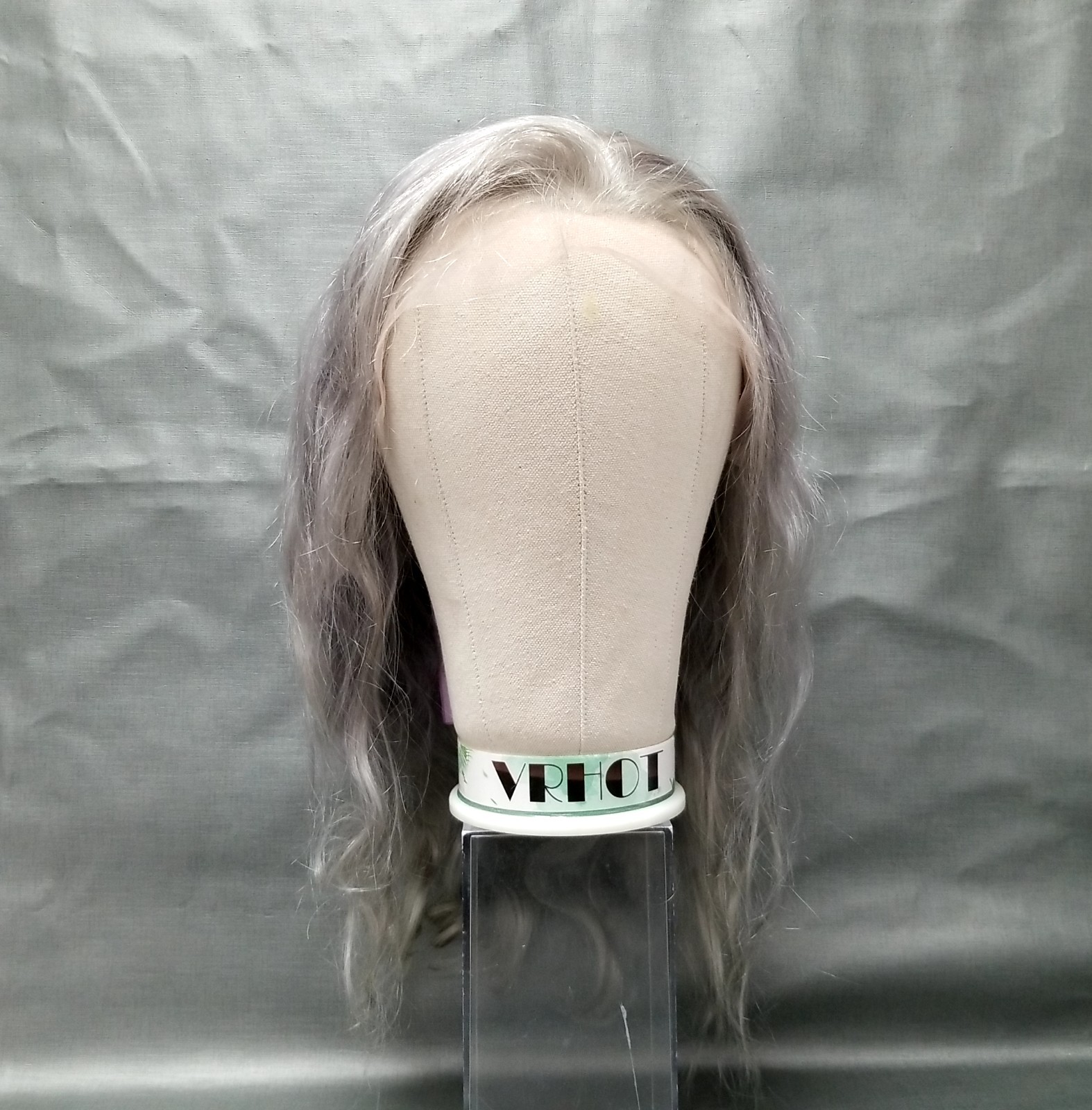 Mscathy 100% Human Hair Lace Front Wig Grey Body Waves 20″ w/Bag + Cap