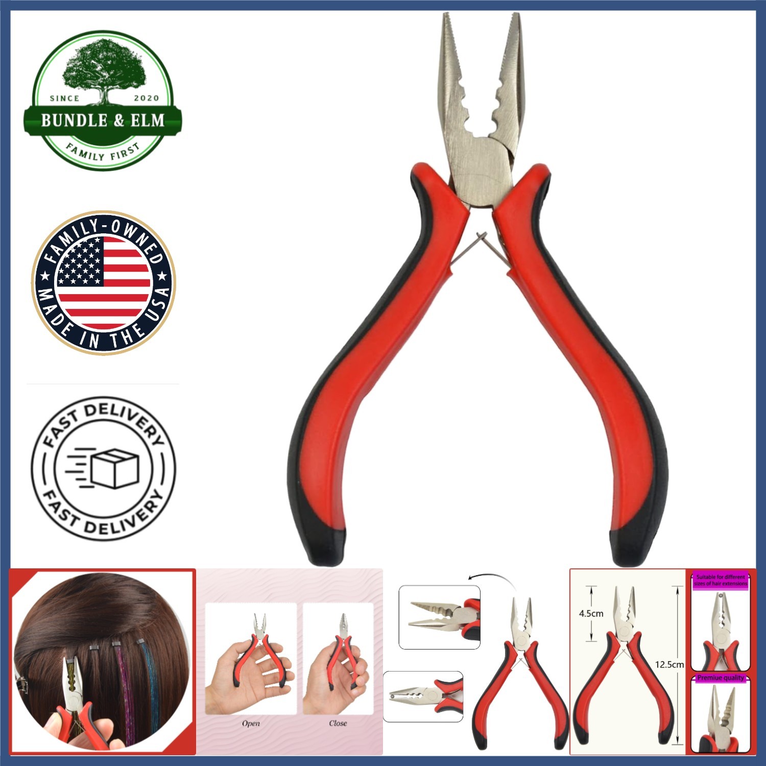 Compact Hair Pliers for Professional Use with Comfortable Grip and Safety Tips