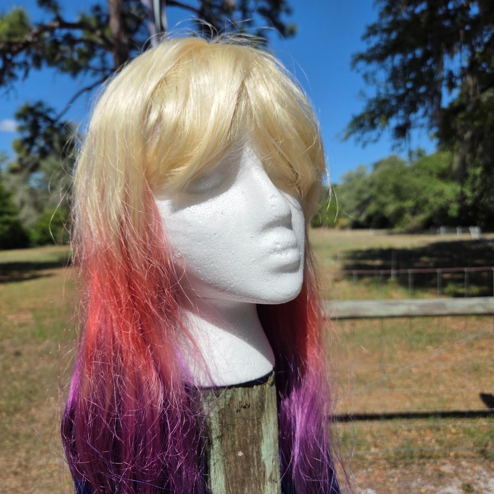 Jon Renau Full Lace Front Wig Long Colorful Bright Pride Blonde Bangs Dyed