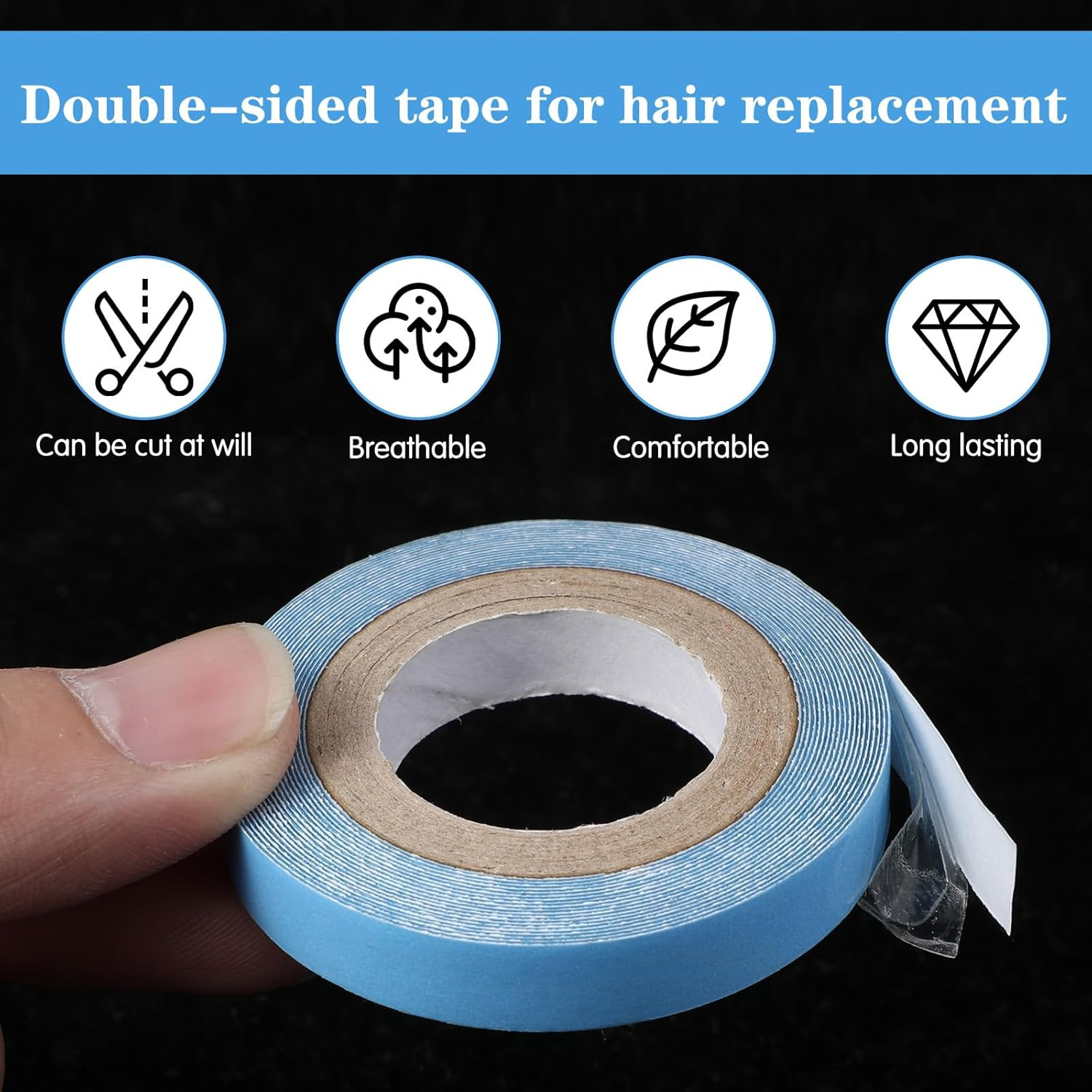 Double Sided Extension Tape Blue Roll Ultra Hold Waterproof Wig Tape 2 Pack