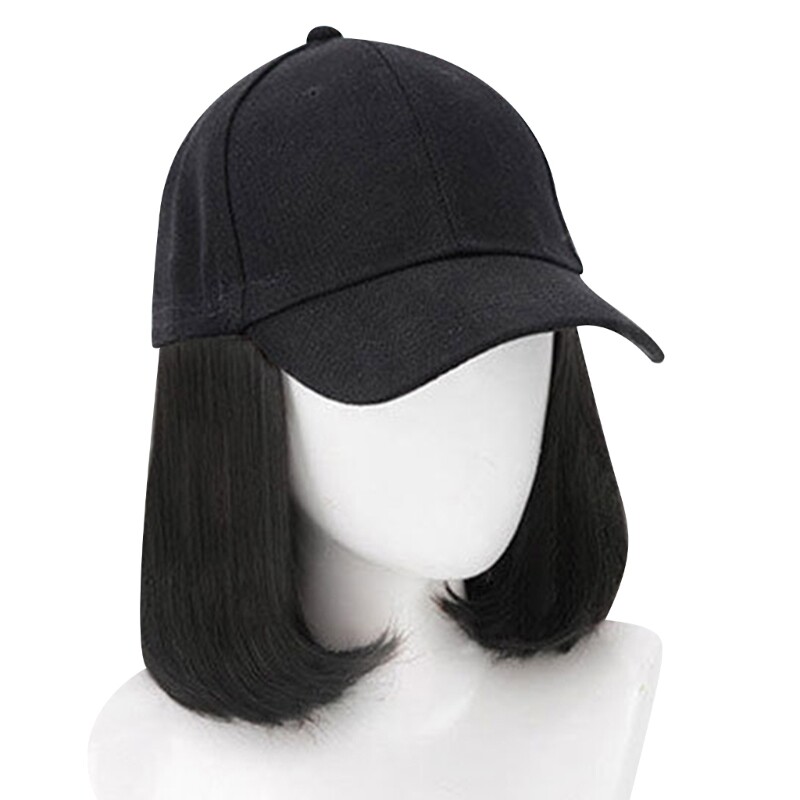 Cancers Patients Baseball Hat with Long Hair Wigs Synthetic Hat for Women Casual