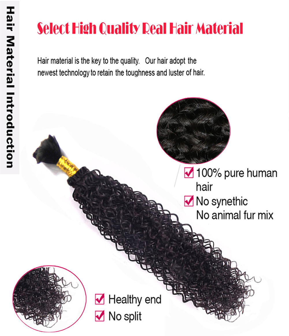 Diamond Grade Bulk Hair for Micro Braids 100% Human mink Hair 100g/bundle – 22″