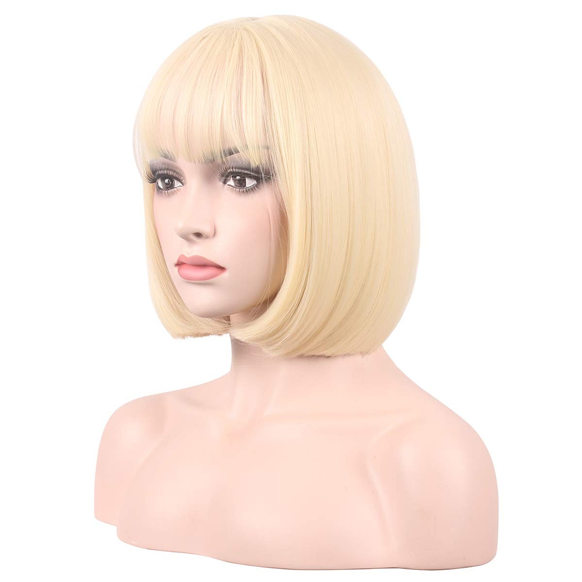Short 12 Inches Straight Synthetic Cosplay Wig for Women (blonde)