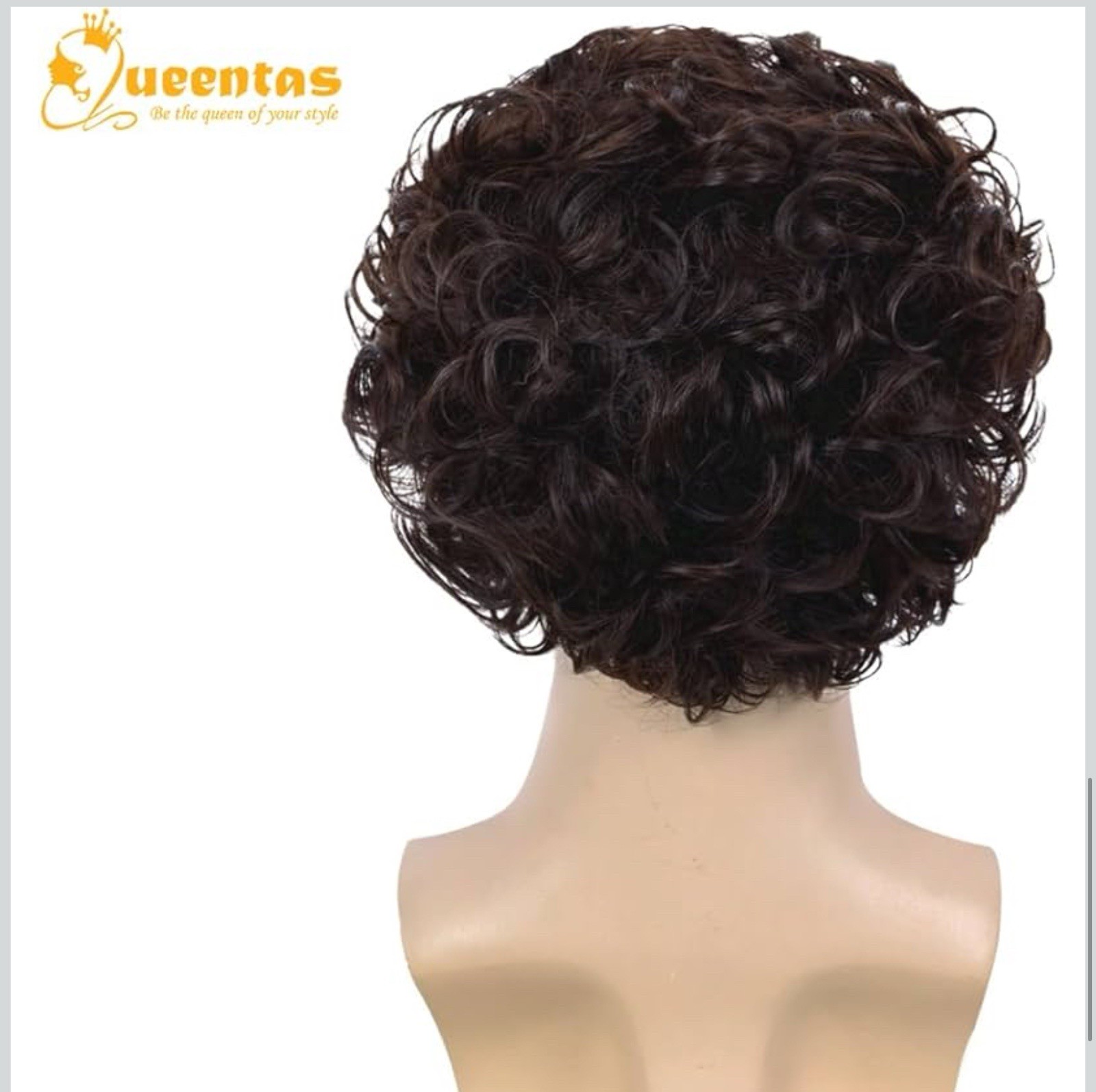 QUEENTAS Brown Men Wig Short Curly Hair Wig for Men Synthetic wig