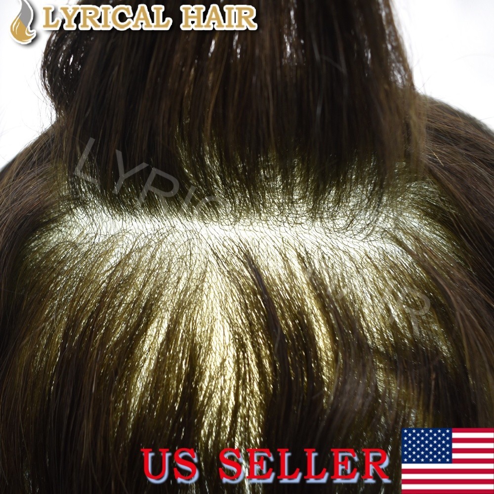 Men’s 0.06mm Thin Skin Toupee Human Hair Replacement System Invisible PU Hairpie
