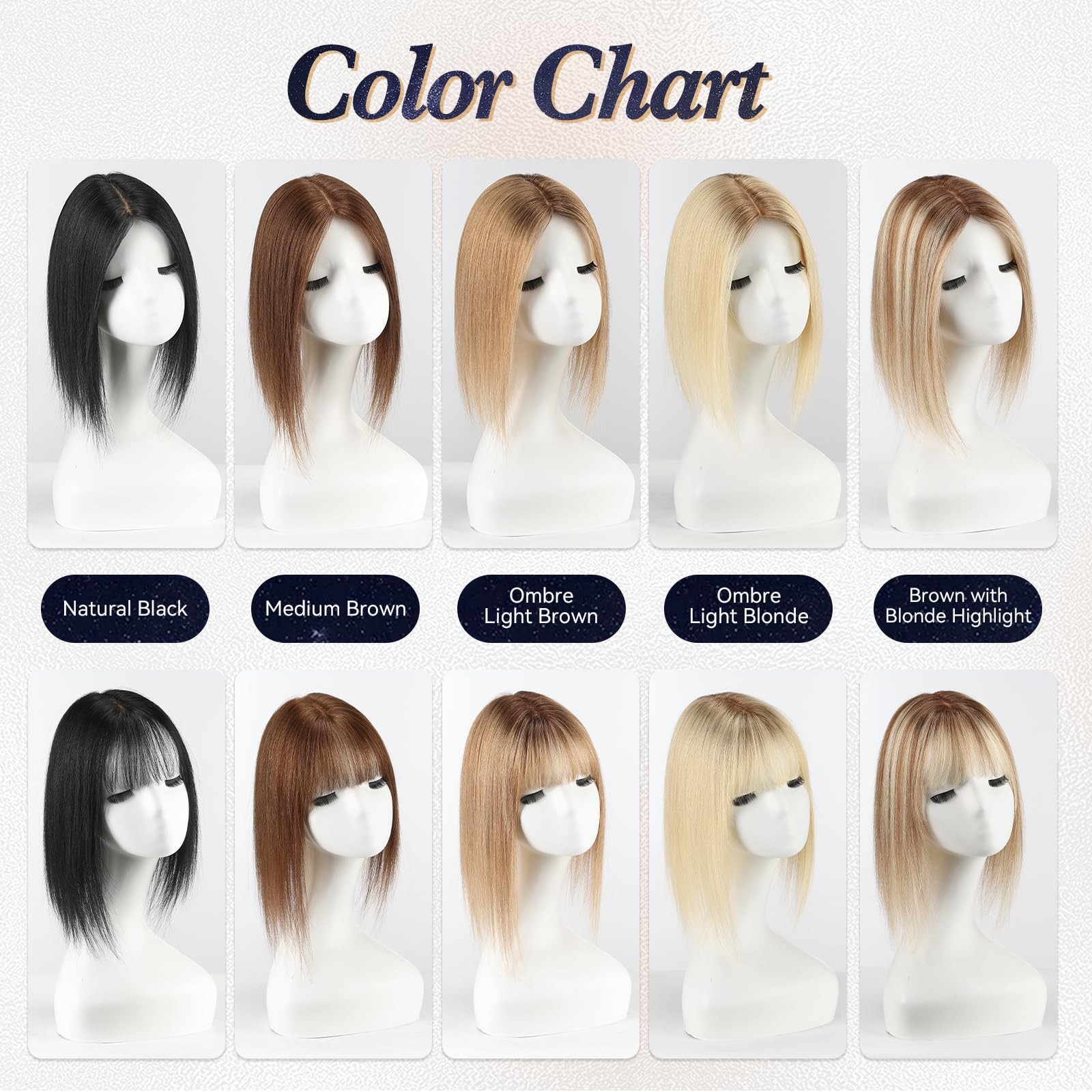 Starluck Human Hair Toppers For Women Real Human Hair Bangs 4 5.5 Inch Base 12