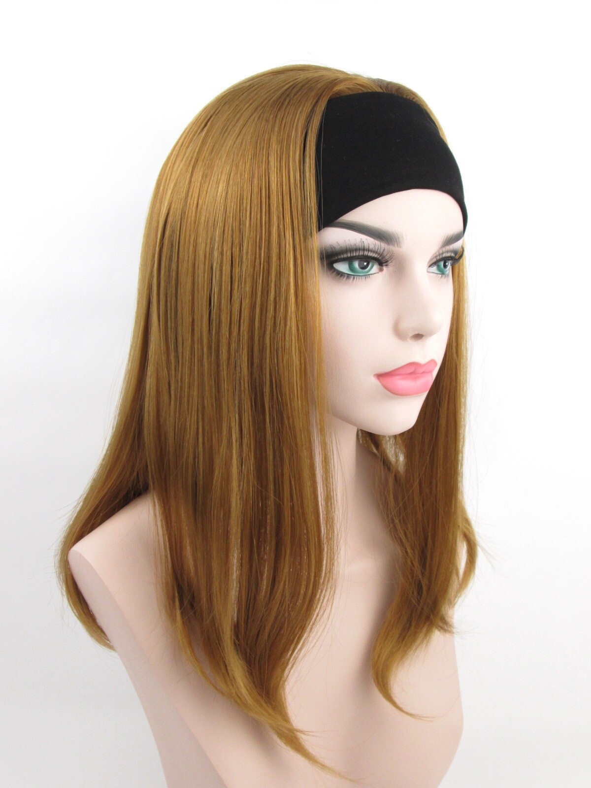 WOMENS 18″ LONG STRAIGHT HAIR LAYERED WIG HAIRPIECE W/ ELASTIC HEADBAND PATRICIA