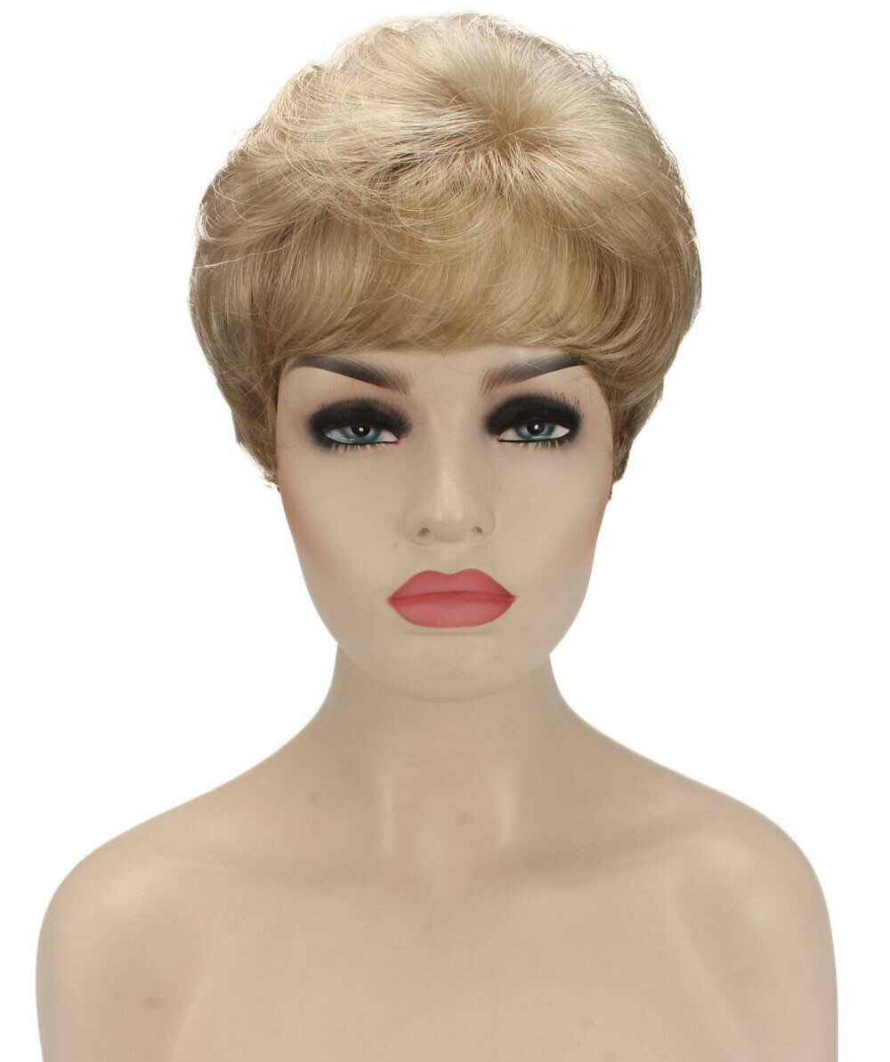Ava – Straight Kanekalon Synthetic Fiber Full Wig, 1.5 – 4.5 in, Honey Blonde
