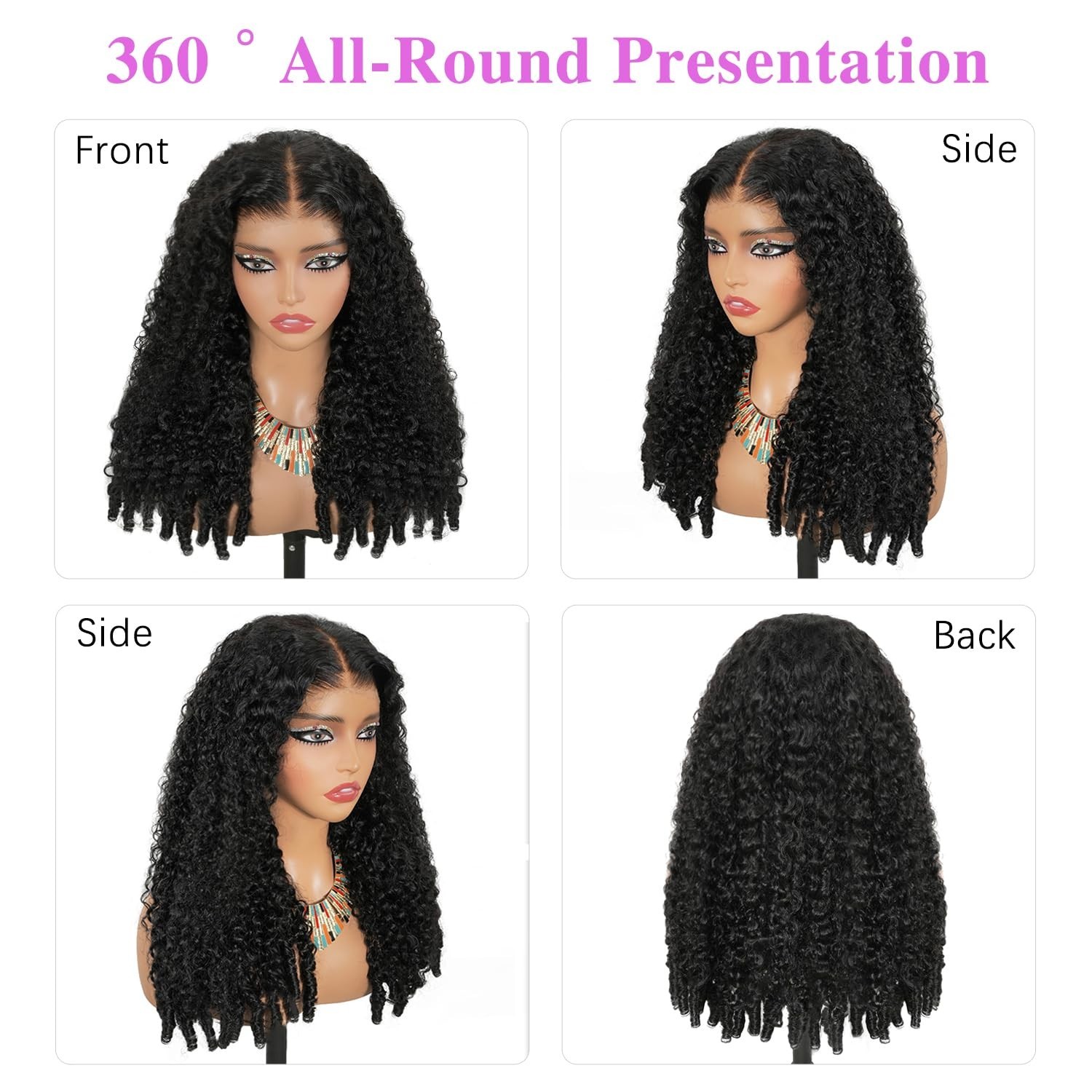 7×6 Curly Glueless Wig Human Hair, Pre-Plucked, 250% Density, 24″ HD Lace Front