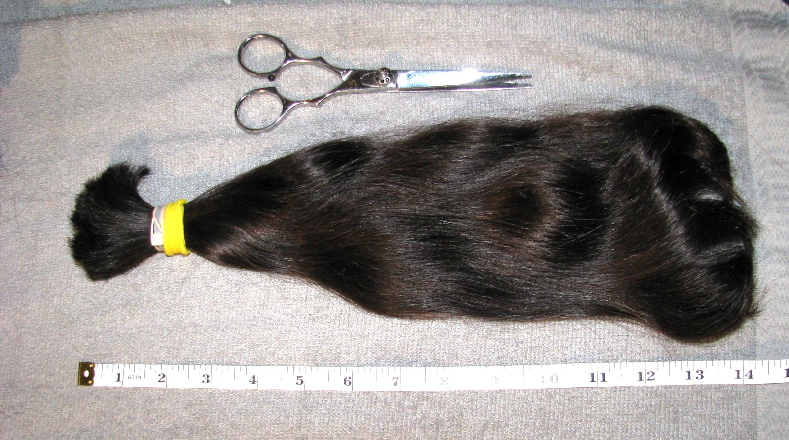 HUMAN HAIR HAIRCUT 14 INCH 3.6oz DARK BRUNETTE PONYTAIL COSPLAY REBORN DOLLS T38