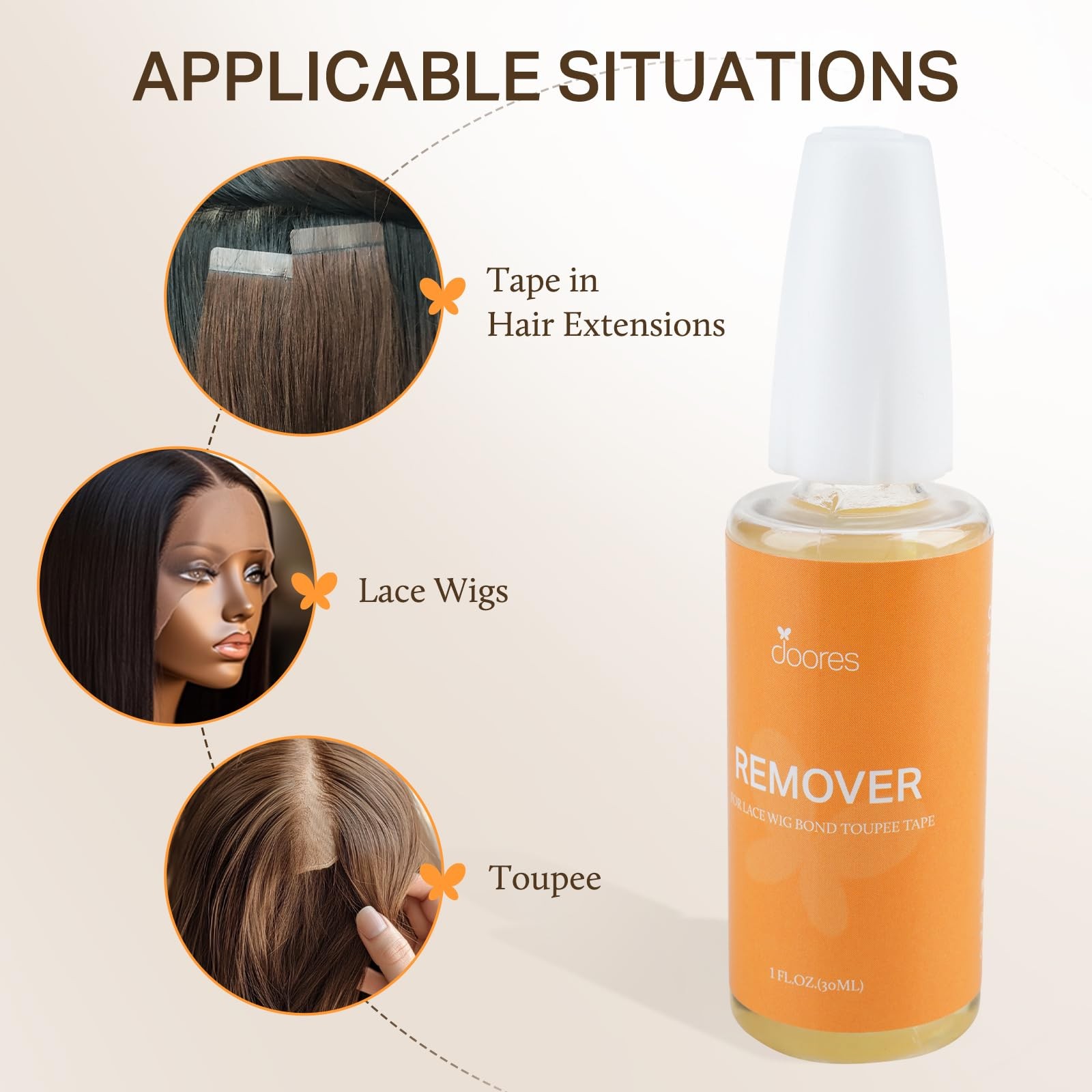DOORES Tape in Extension Remover, Fast Acting Strong 30 ML, Clear/Transparent