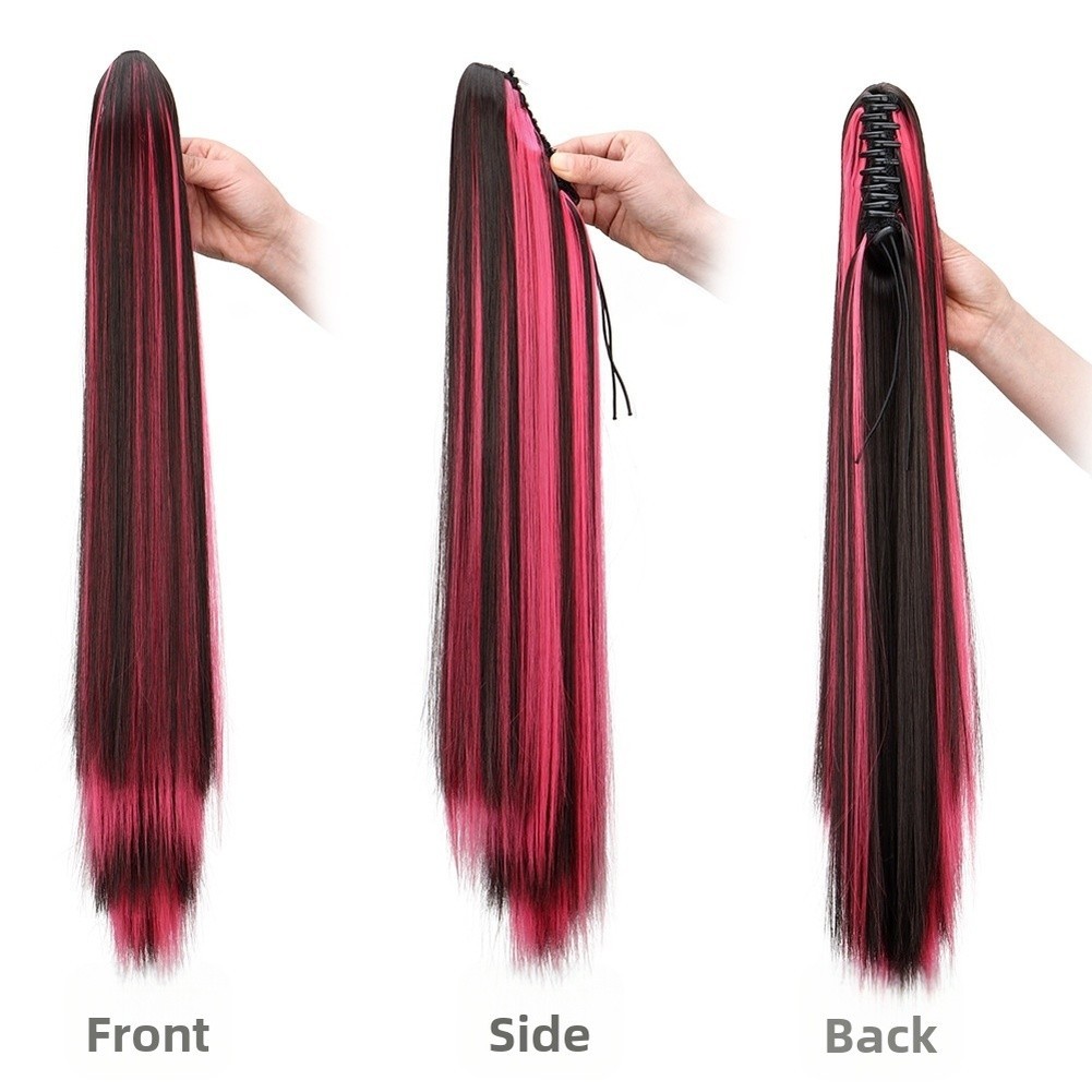 Synthetic Hair Ponytail Clip In Extension For For WIG 60cm Long Lasting Wear