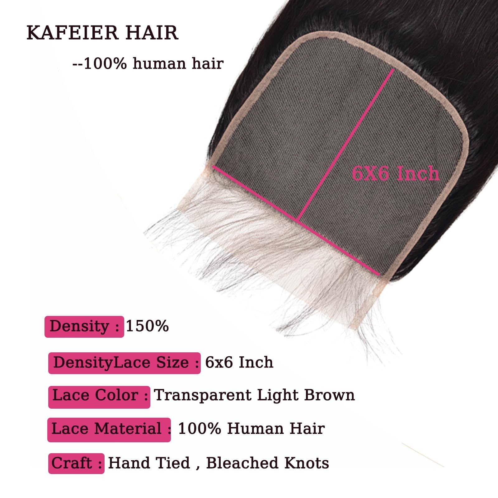 6×6 Hd Lace Closure Straight Wave Free Part Unprocessed Virgin Brazilian Human H