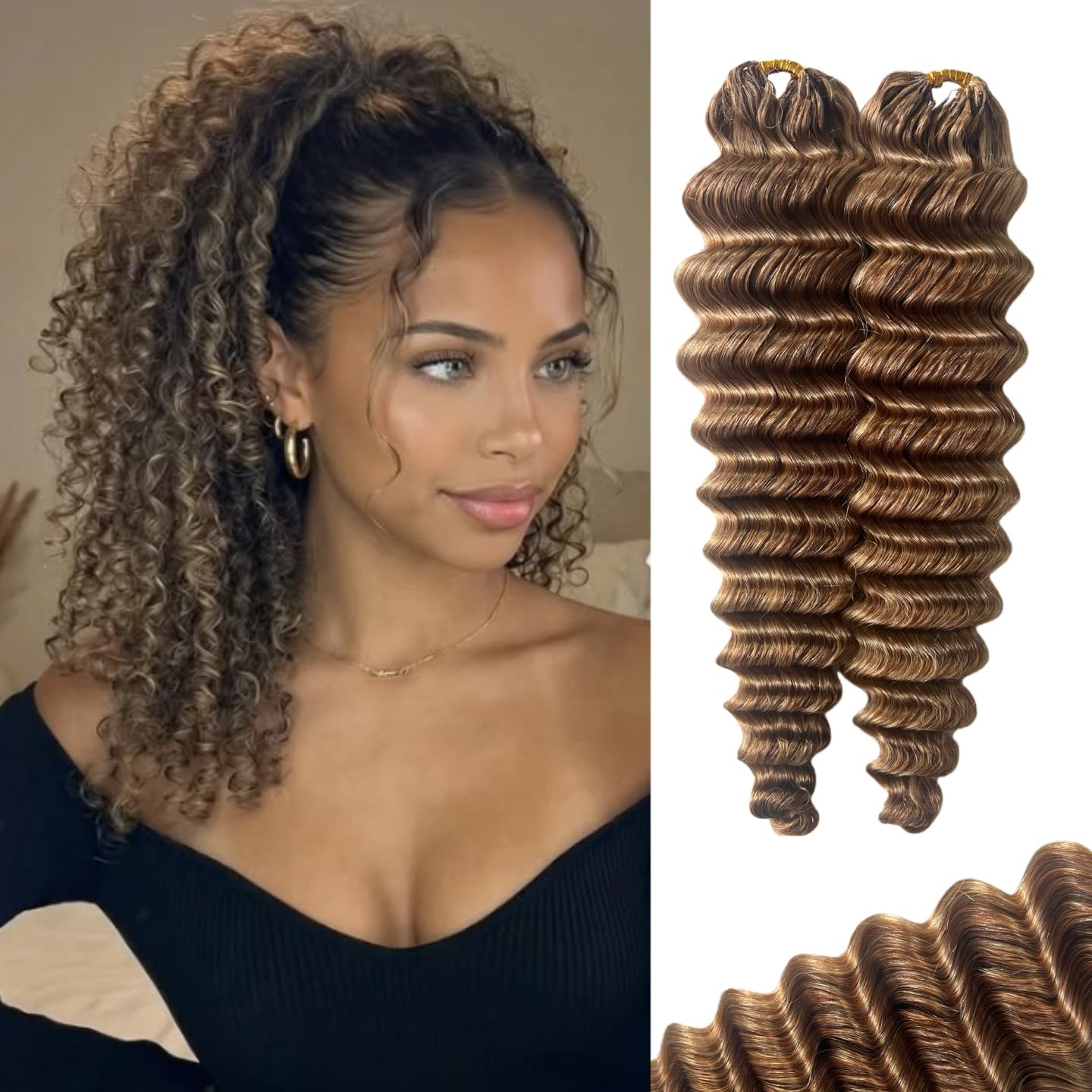 Limited Beauty Deep Wave Crochet Human Hair Extensions Honey Blonde Color 27 2
