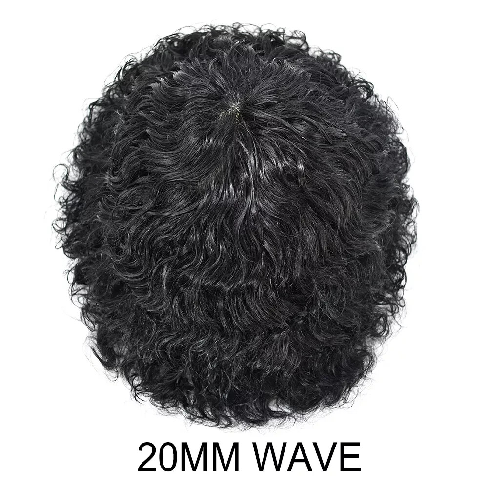 Afro Curl Mens Toupee Poly Skin Pu African American Hair System Breathable Holes