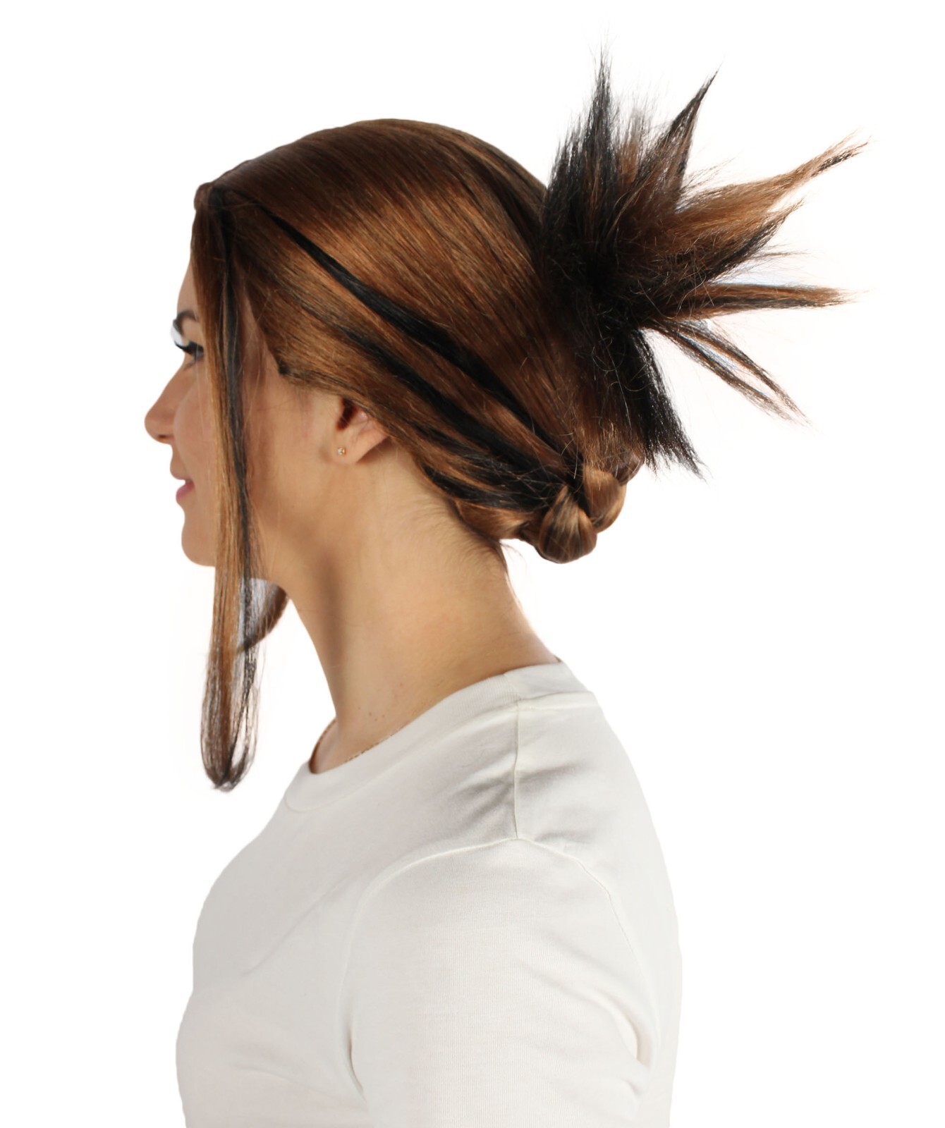 HPO Women’s Brown Rose Wig, Best for Halloween,Flame-retardant Synthetic HW-7108