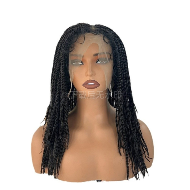 Senegalese Black Twist Braided Wigs For Black Women Knotless Full Lace wigs 20″