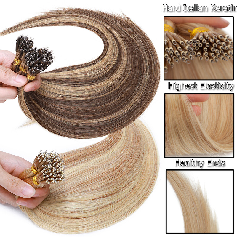 Nano Ring Loop Remy Human Hair Extensions Thick Full Head Micro Bead Tip 150G 8A