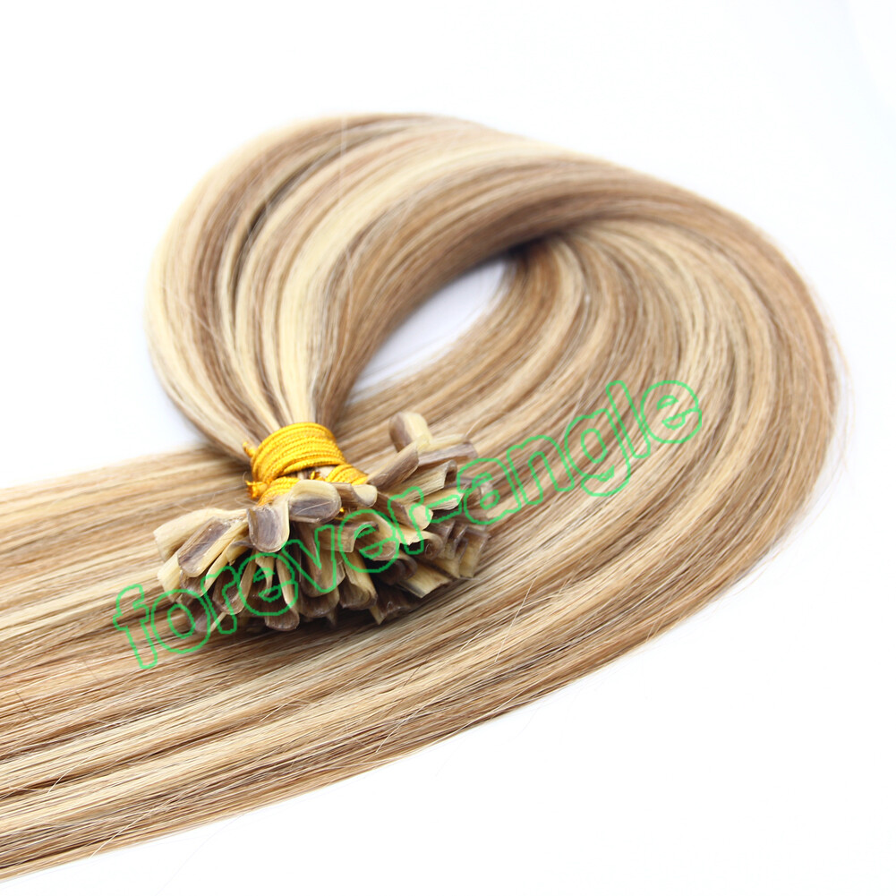 Pre Bonded Keratin Glue Nail U Tip 100% Real Remy Human Hair Extensions Thick 1g