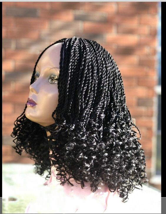 Short Bob Wig Braids Wig for Black Women withTwist Curly Braided Wigs None Lace
