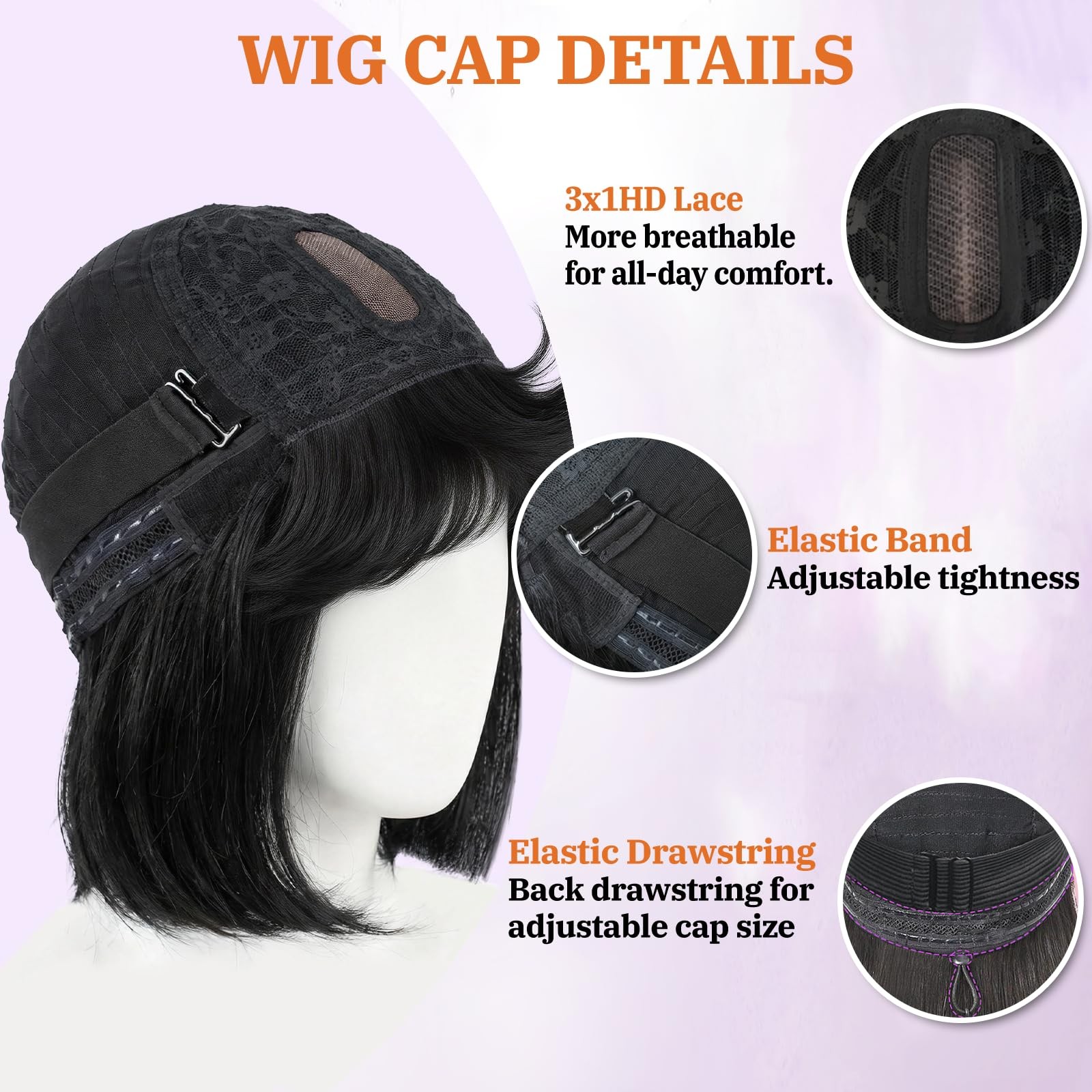Pisry Bob Wig Bangs Human Hair Hd Lace Hairline Short Black Bob Wigs Wear And