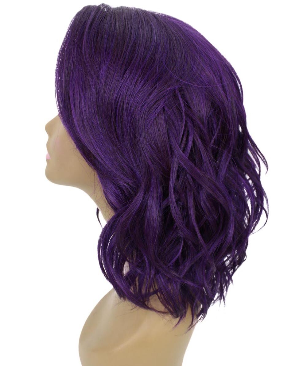 LUXLUXE Rayana Wavy 15 Inch Long 4X4 Hand-Tied Lace Front Wig, Violet Blende
