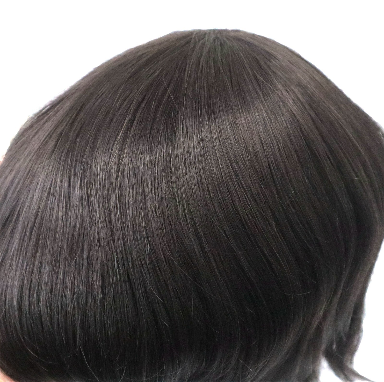 Gent Mens Toupee Human Hair System Injection Poly Skin Dark Brown Hair Pieces #2