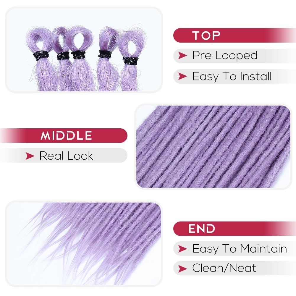 22″ Lavender Reggae Style Dreads – 10 Handmade Synthetic Extensions for Girls