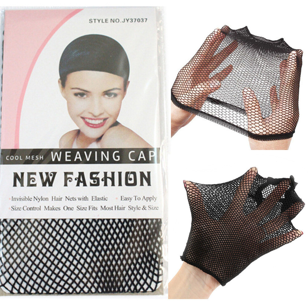 Hair Elastic Wig Cap Fishnet Liner Weaving Mesh Stocking Sleep Net Black