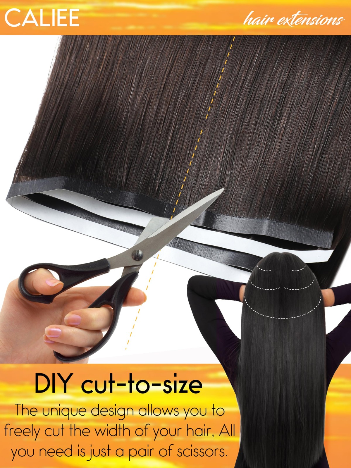 Caliee One Piece Tape In Hair Extensions Color 2 Darkest Brown Hair Extensions
