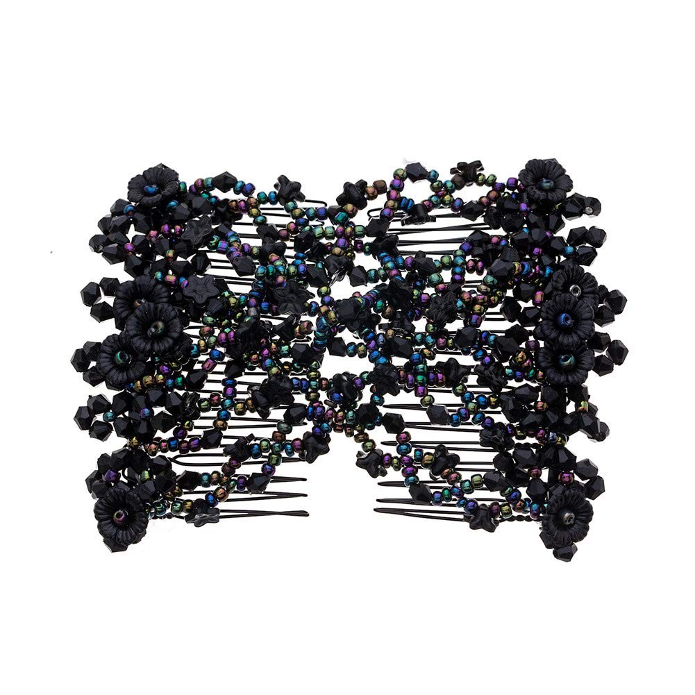 LOVEF 3pcs Elastic Double Hair Comb Clips – 3 Count (Pack of 1), Mix Color