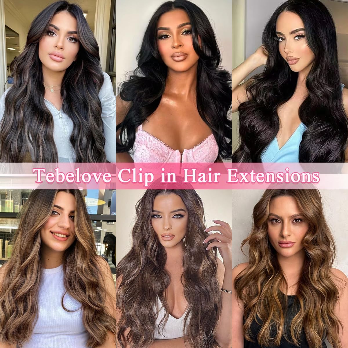 Tebelove Clip In Hair Extensions Real Human Hair 3.6Oz/100G Clip Ins 100